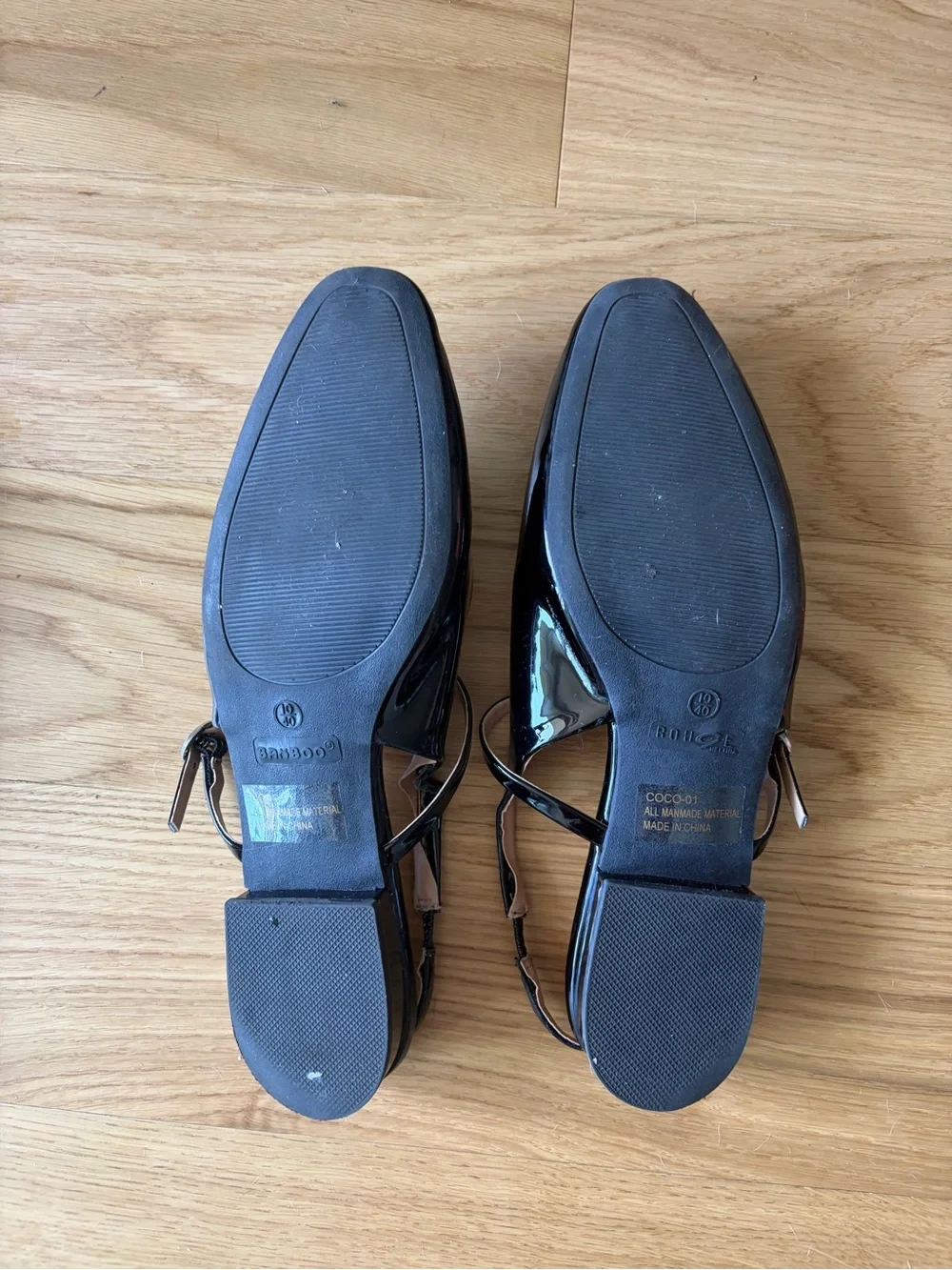 Rouge Helium Black Patent Mary Jane Slingback Flats